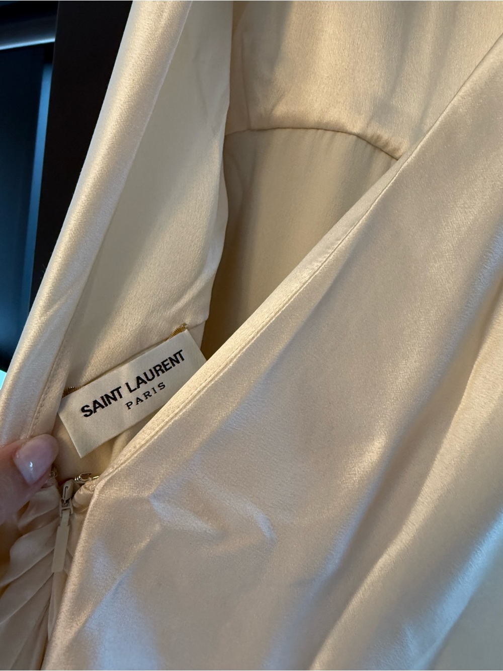 Saint Laurent Ivory Satin Silk Draped Gown - Picture 7 of 8